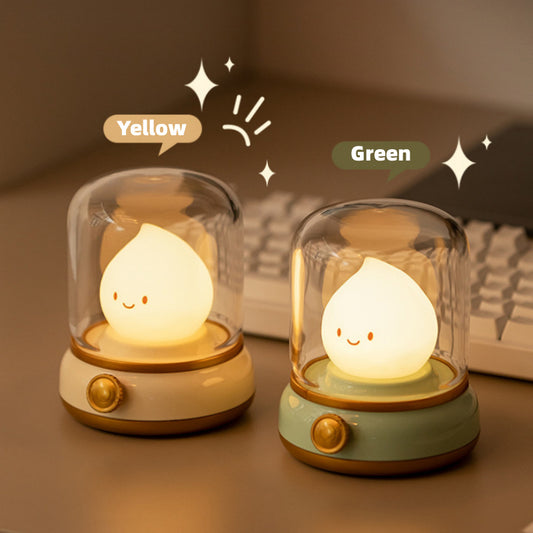 Retro Small Night Lamp Bedroom Mini Desktop LED Cute Night Lamp Creative USB Rechargeable Portable Cartoon Table Lamp For Coffee Bar Hotel Bedroom Home Decor